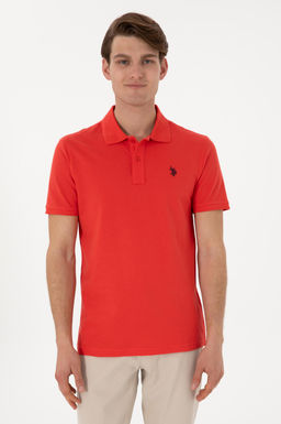 Erkek Slim Fit Polo Yaka K_rm_z Basic Ti__rt Sepette S_rpriz _ndirim