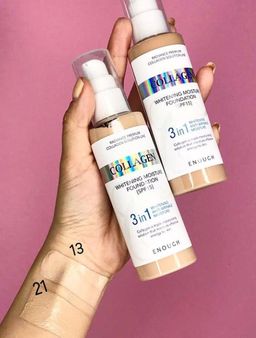 №21  Тональная основа Enough W Collagen Whitening Foundation SPF15(100 мл)21 тон  фото 4