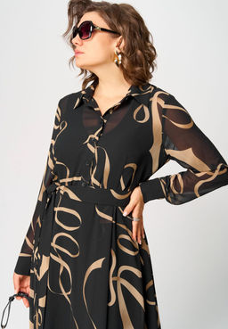 Платье EVA GRANT 7303 черный с принтом