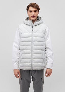 Kapusonlu Gri Sisme Yelek - Mavi фото 3