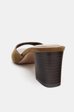 SPLIT SUEDE BLOCK HEEL MULES - Zara фото 5