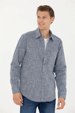 Мужская темно-синяя рубашка с длинным рукавом - U.s. polo assn фото 10