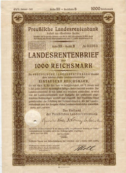 Облигация 4,5% 1000 рейхсмарок 1939 года Германия