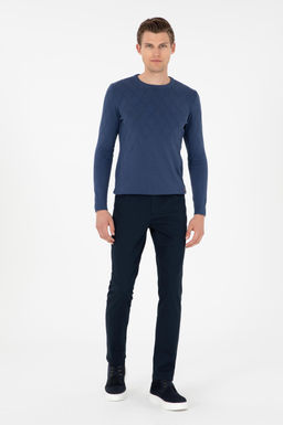 Мужские темно-синие брюки из плотной ткани