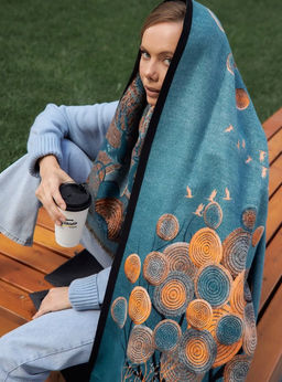 в составе ШЕРСТЬ и КАШЕМИР Большой, мягкий, теплый двусторонний палантин - Tantino фото 8