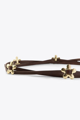 LEATHER CORD BELT WITH FLOWERS - Zara фото 4