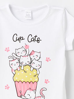 Bisiklet Yaka Bask?l? K?sa Kollu K?z Bebek Ti??rt - Waikiki фото 2