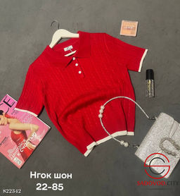 Футболка женская поло на пуговицах