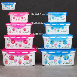 Салатник 4 штуки квадратный с крышками / 133 /уп 48/ 350, 800, 1300, 2100 мл - Галеонтрейд фото 6