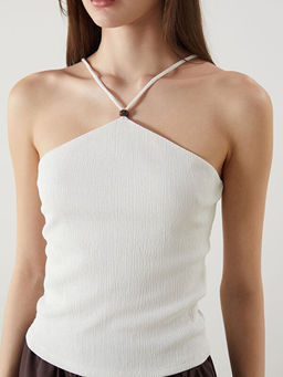 Halter Yaka Dokulu Ask?l? Bluz