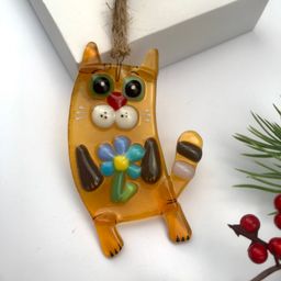 Сувенир Кот с цветком