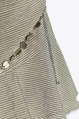 STRIPED HALTER NECK SHORT DRESS WITH BELT - Zara фото 20