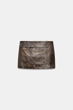 FALDA CORTA PIEL 100% ZW COLLECTION LIMITED EDITION / Marr?n - Zara фото 9