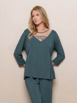 Пижама домашняя Indefini с длинным рукавом и брюками из модала  фото 3