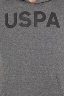 Мужская толстовка с капюшоном цвета антрацит меланж базовая - U.s. polo assn фото 6