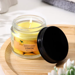 Ароматическая свеча в банке «Scented Candle, Lemon», лимон, 5×5 см, 140 г