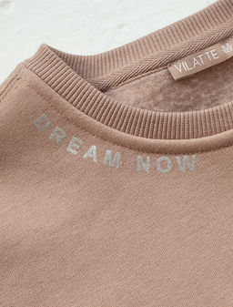 VILATTE / Свитшот из теплого футера-трехнитки с принтом фольгой для девочки  фото 2