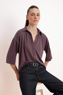 Murdum Relaxed Polo Yaka Truvakar Modal Esnek Orme Bluz TWOSS26BZ00392 - Trendyolmilla фото 2