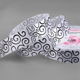 Цена за 3 шт. Лента атласная Узор, 25 мм, 231 м, чёрная, белая №001