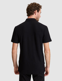 Siyah Slim Fit _rme Dokulu Polo Yaka Ti__rt