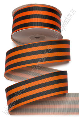 Лента репсовая 4 см*25 ярд с рисунком "Георгиевская" SF-7484