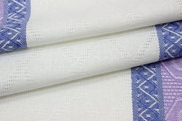 Холст полотенечный жаккард Ромбы на белом с каймой цв.сиреневый/синий, ш.0.5м, лен-30%, хл-70% - Купава фото 5