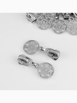 Бегунок для металлической молнии, №5, «Снежинка», 10 шт., цвет никель