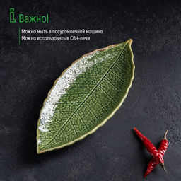 Блюдо керамическое сервировочное «Дендрарий», 20.5×8.5×1.5 см, зелёное