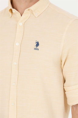 Мужская светло-желтая рубашка с длинным рукавом - U.s. polo assn фото 7