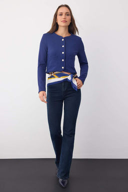 Wardrobe Essentials Ekru Dugme ve Cep Detayl? Orme Ceket | TWOAW26CE00000 - Trendyolmilla фото 5