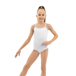 Купальник гимнастический Grace Dance, на тонких бретелях, р. 42, цвет белый  фото 3