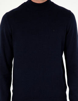 Lacivert Slim Fit Yar_m Bal_k__ Yaka Basic Triko Kazak - Pierre cardin фото 6