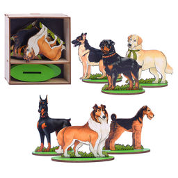 Игровой набор в коробке "Собаки служебные" (дерево)