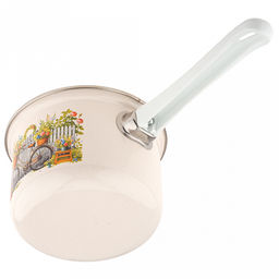 "Романтика" Ковш эмалированная 1,5л, форма цилиндрическая, металлическая крышка (Россия)