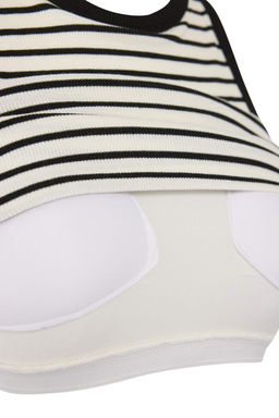 TRENDYOLMILLA Siyah Cizgili Gogus Pedli Fitted/Vucuda Oturan Renk Bloklu Orme Atlet TWOSS25AL00034  фото 15