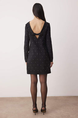 Siyah Tas Bask?l? Dokuma Mini Astars?z Elbise TPRAW26EL00090 - Trendyolmilla фото 3