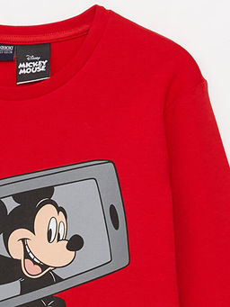 Bisiklet Yaka Mickey Mouse Bask?l? Uzun Kollu Erkek ?ocuk Ti??rt - Waikiki фото 2