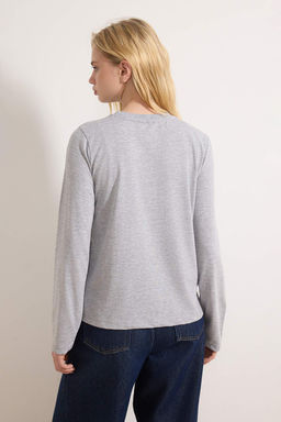 Siyah-Gri 2li Paket %100 Pamuk Bisiklet Yaka Regular/Normal Kesim Orme T-Shirt TWOAW25TS00001