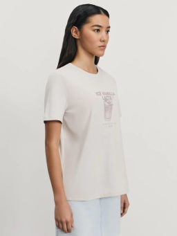 Футболка с принтом из хлопка / Zarina  фото 4