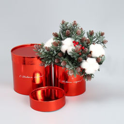Набор коробок 2в1 круглые С Новым годом!, красный металлик, 12 х 12, 15 х 15 см