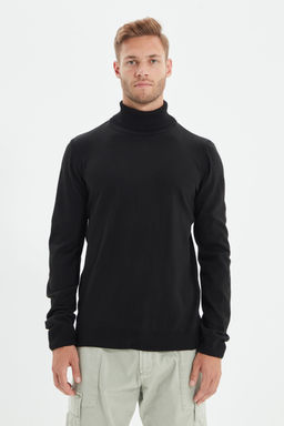 TRENDYOL MAN Siyah Slim Fit Dar Kesim Tam Bal?kc? Yaka Basic Kazak TMNAW21KZ0755 - Trendyolmilla фото 7