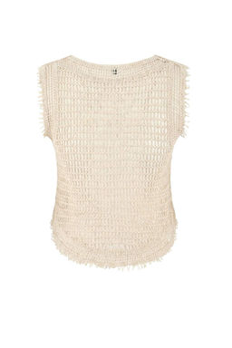 Ekru Premium Triko Ajurlu Crop V Yaka Plaj Yelek TBESS26YE00000 - Trendyolmilla фото 4