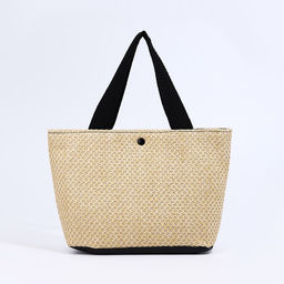 Сумка-тоут на молнии, цвет бежевый/чёрный