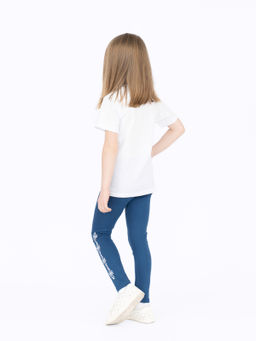 Легинсы для девочки индиго с узором