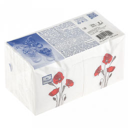 Салфетки бумажные Art Bouquet 20х20см, 2-х слойные, 250 штук в упаковке, 100% целлюлоза, Маки (Россия)  фото 3