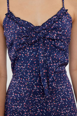 TRENDYOLMILLA Koyu Lacivert Cicekli Mini Dokuma Elbise TWOSS21EL3214  фото 13