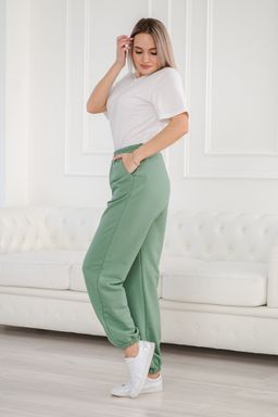 Брюки женские из футера петля Прогулка фисташка - Амадэль фото 14