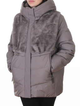 M-8869 GRAY/LILAC Куртка зимняя женская (150 гр. холлофайбер)