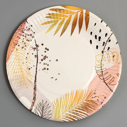 Набор бумажной посуды Золотой узор! Природа: 6 тарелок, 6 стаканов, скатерть - Simaland фото 2