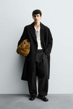 DOUBLE-BREASTED WOOL BLEND COAT WITH BELT - Zara фото 7